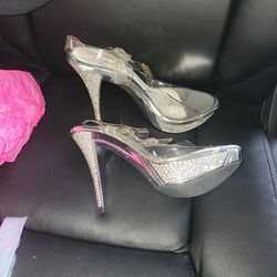 Clear Heels With Rinestones