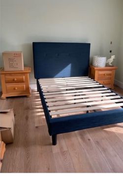Blue Bed Bath and Beyond Headboard and Frame-King Bed