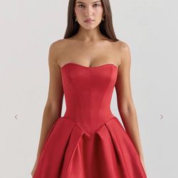 House Of Cb - Red Strapless Bow Dress XS *WORN ONCE*