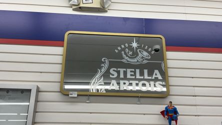 Stella Artois advertising wall mirror and 2 Drinking Glasses