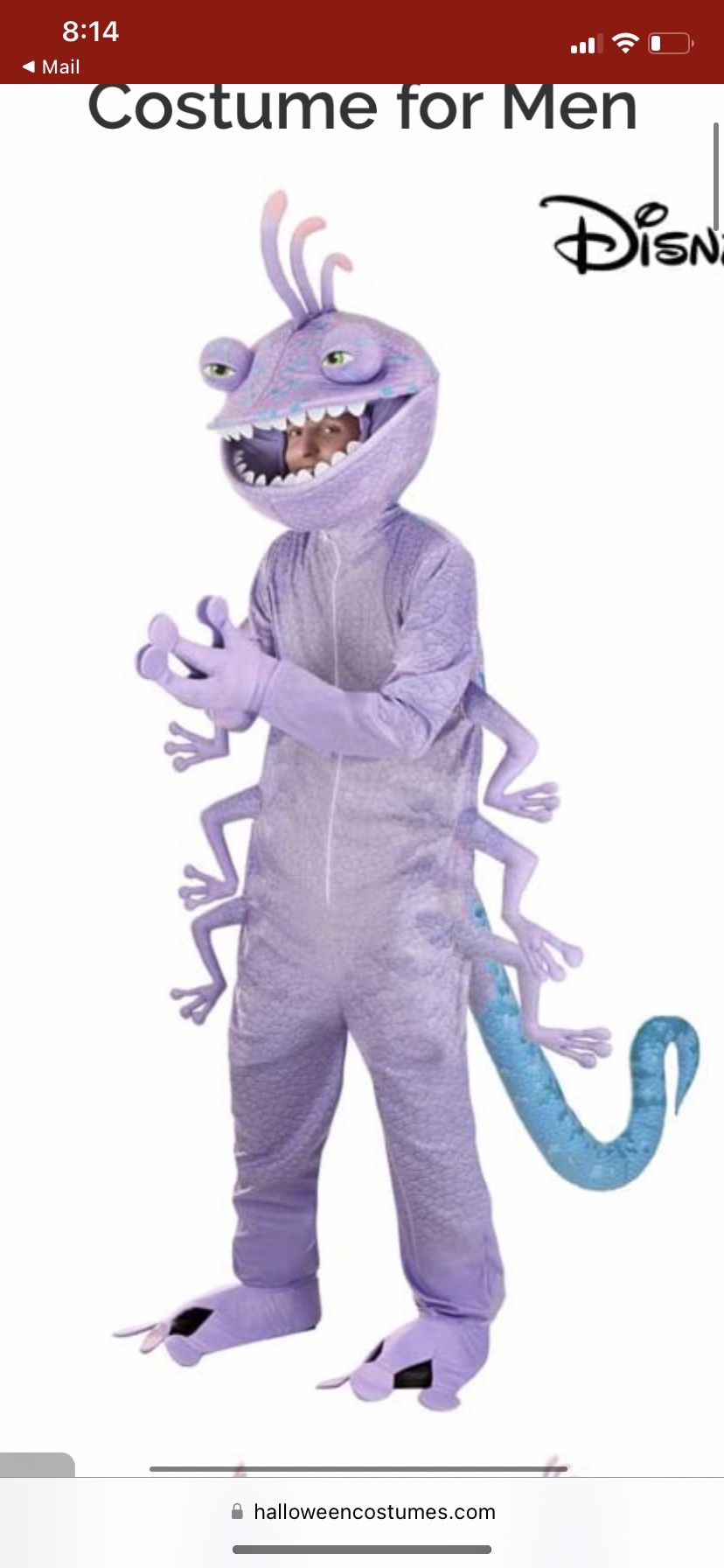 Monsters Inc Halloween Costume RANDALL BOGGS