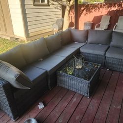 weaxty Kuuga Outdoor Sectional with Off-white Cushions and Steel Frame