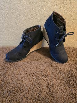 Bobs From Skechers Wedge Booties Black Textile Size 6