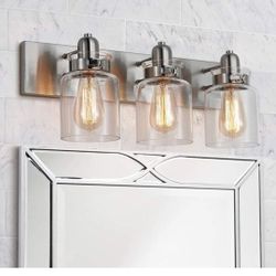 Modern Brushed Nickel 3-Light Bath Bathroom Vanity Wall Mounted Light Wall Sconce