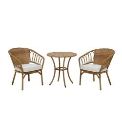 NEW *2 sets avail* 3 pc rattan wicker patio chairs Table Modern mcm boho bohemian furniture outdoor