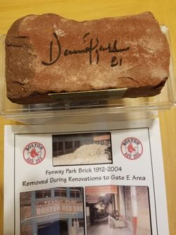 SIGNED DAVE ROBERTS FENWAY PARK BRICK W/TICKET