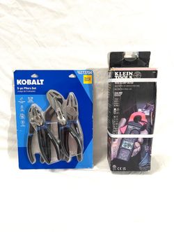 Brand new (Klein tools) HVAC digital clan meter and five piece hand tool set