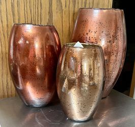 3 Foil Finish Glass Vases 