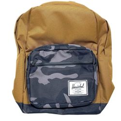 Herschel Pop Quiz Backpack Brown Black Camo Red Lining 15" Laptop 22 Liters New