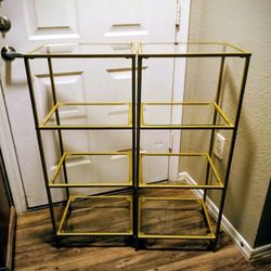 2 Modern Gold & Glass Shelves