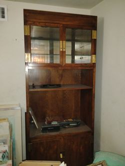 Wood And Glass Curio 84"X35"X18"