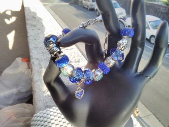 Crystal bead charm bracelet