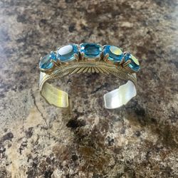 Sterling Silver Blue Topaz Vintage Bracelet 