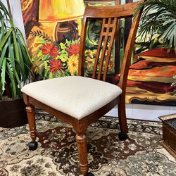 Rolling Office Desk Wood Cushioned Chair W22”xD20”xH18/37”