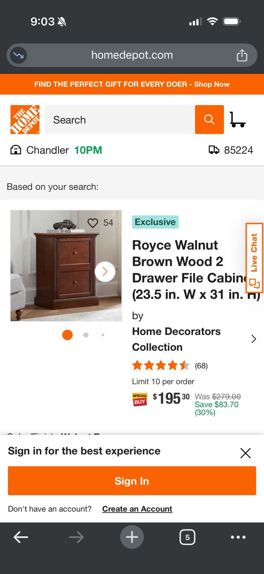 Dual Filing Cabinet,  New , $99