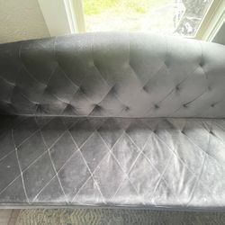 Blue Grey velvet couch