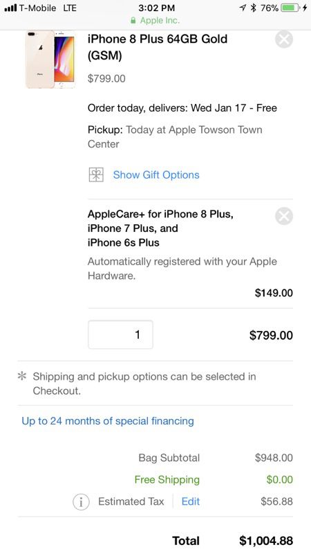 New iPhone 8plus 64gb rose gold T-Mobile (paid off)