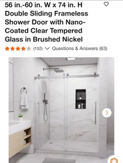Frameless Double Sliding Shower Door Brushed Nickel
