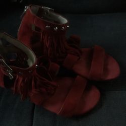 Red Michael Kors Leather Sandals 