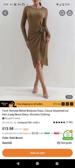 Brown Long Sleeve Dress XL