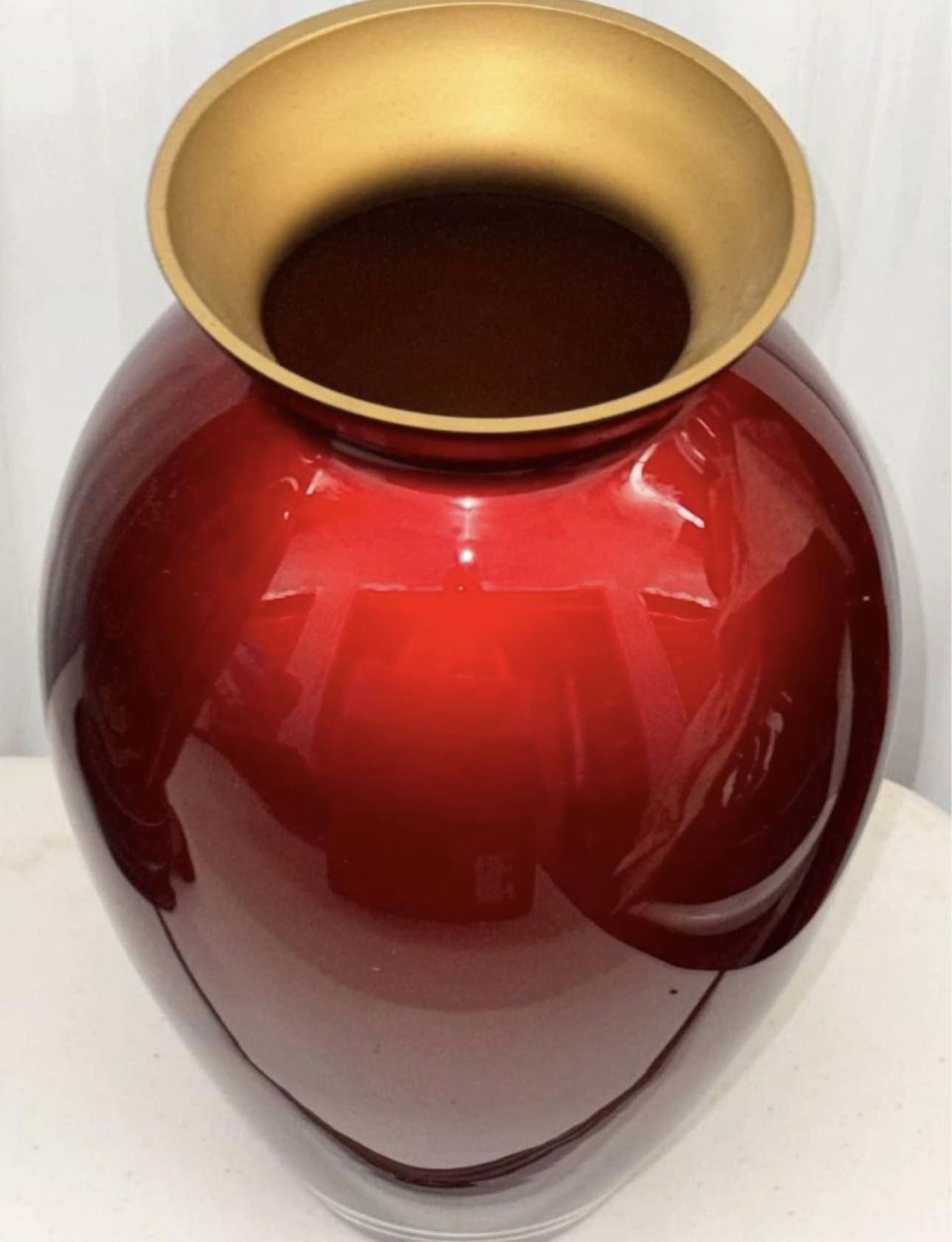 Crate & Barrel Red Velvet Vase Made in Italy