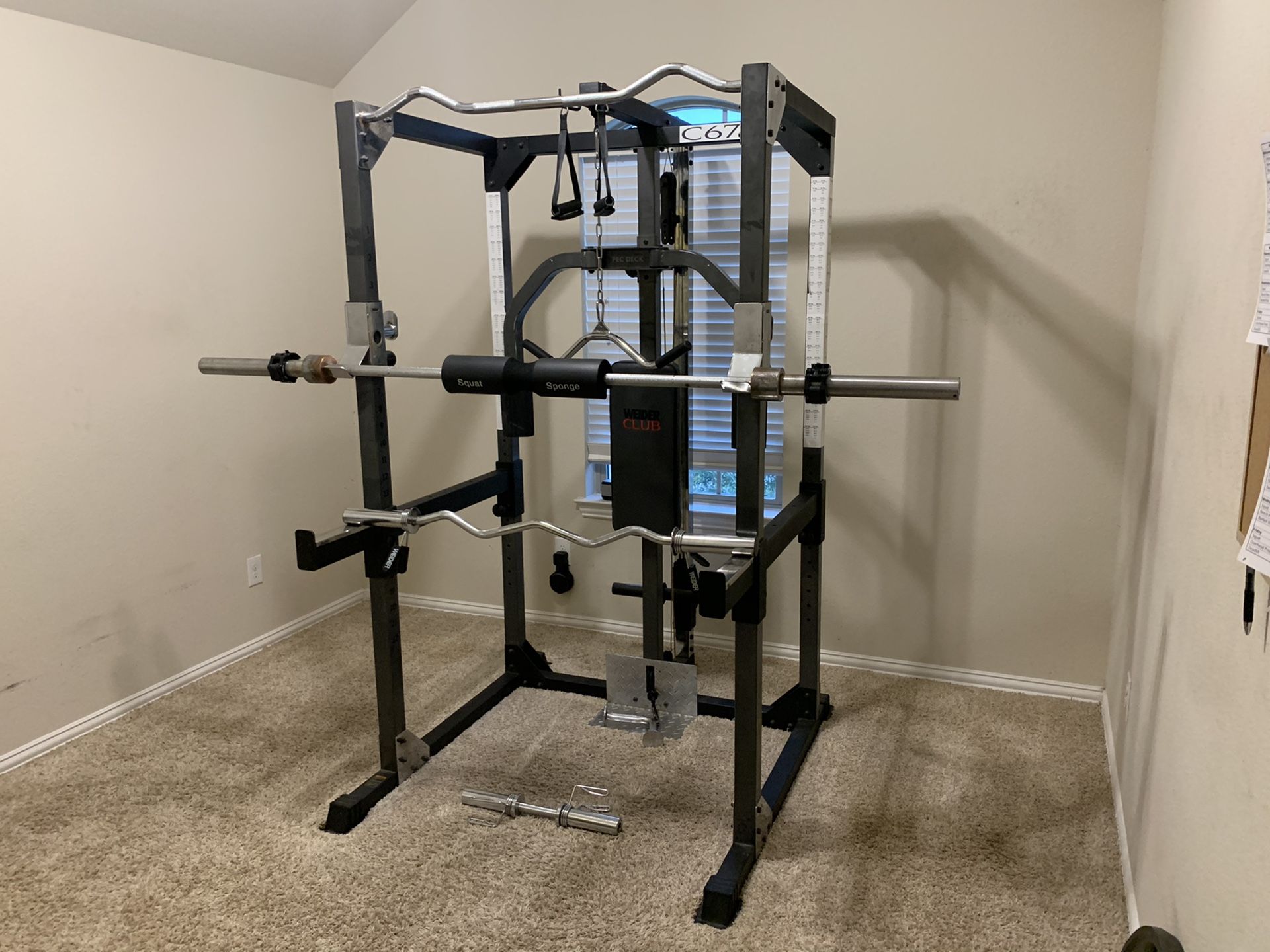Weider Club C670 Home Gym / Weight Cage / 327.5 lbs Olympic Weights for
