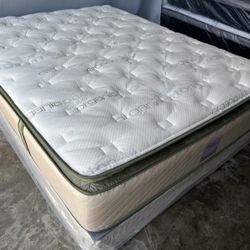 Kingg Size Organic Hybrid Gel Pillowtop Matresandboxspring 