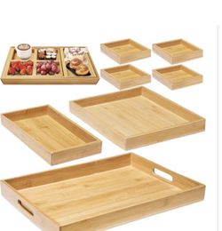 Wooden Serving Trays With Handle - Set Of 7 - Large, Medium, Small And Mini