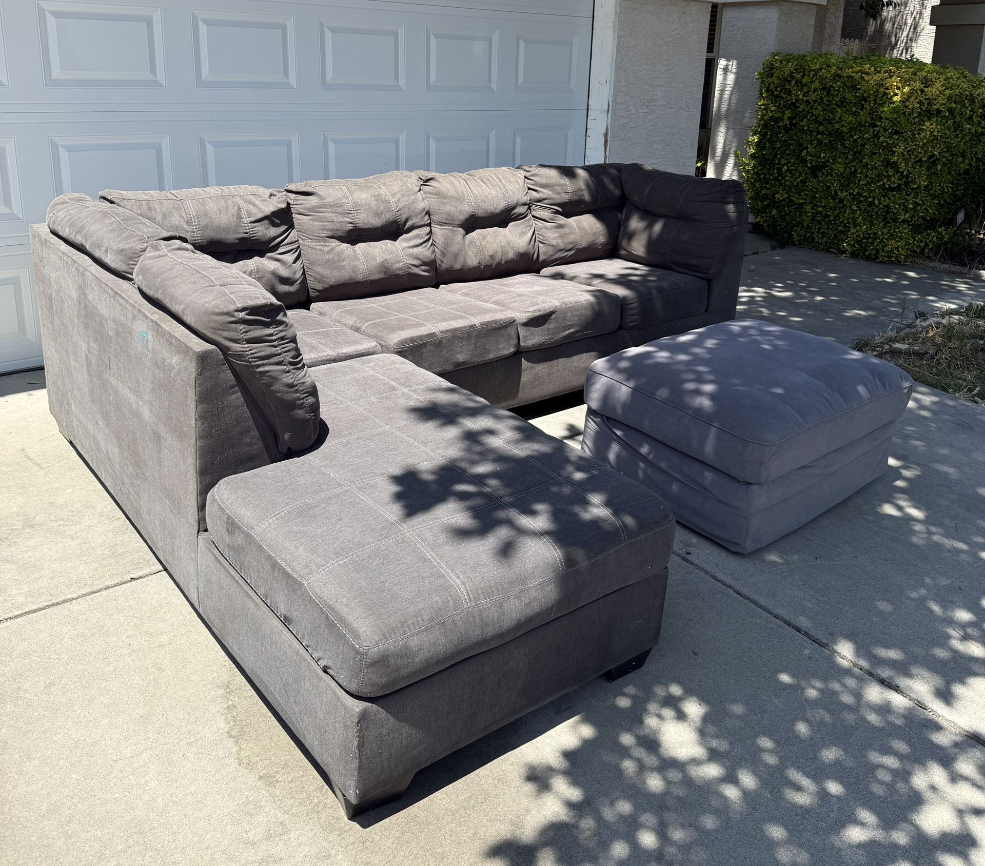Dark Gray Sectional Couch With Storage Ottoman