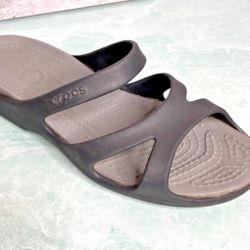 CROCS Meleen Sport Slide Sandal Shoe Womens Size 9 black gray