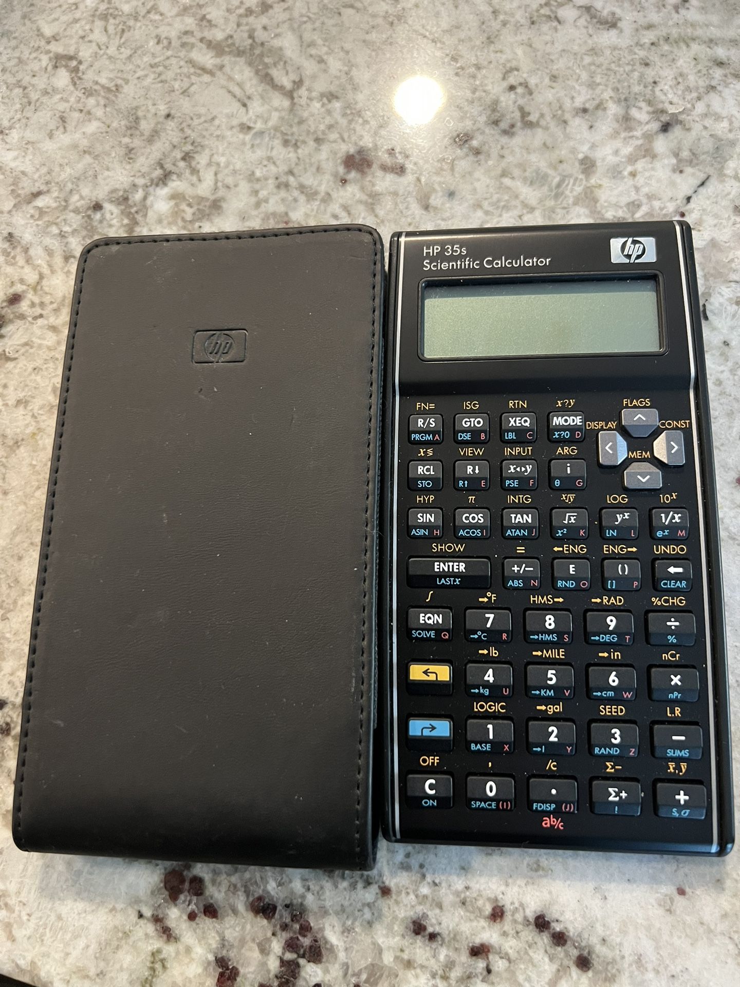 HP 35S Technical Scientific Calculator + Original HP Leather Protective Case Black
