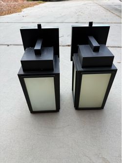 2x Bronze Hardwired Integrated LED Outdoor Wall Light