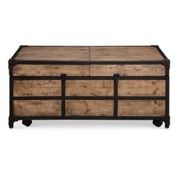 Maguire Expandable Rolling Cocktail Table coffee table console table steam punk casters 42x26x19