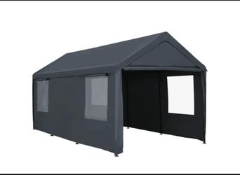 12x20ft Heavy Duty Carport with Removable Sidewalls & Doors Portable Car Garage for Backyand and Outdoor Camping