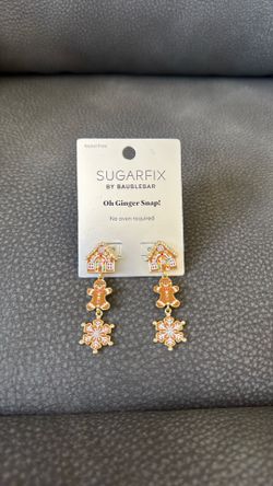 New Sugarfix By Baublebar Oh Ginger Snap! Gingerbread House Man Snowflake Christmas Holiday Earrings