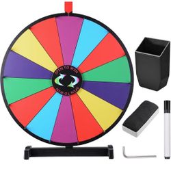 WinSpin 24" Heavy Duty Spinning Prize Wheel Large 14 Slots Tabletop Color Roulette Wheel with Dry Erase Marker & Eraser for Trade Show Fortune Spinnin