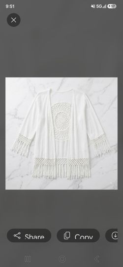 White Crochet Fringe Kimono Cardigan