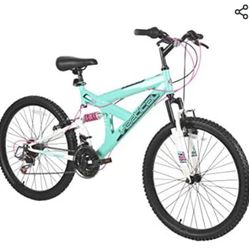  Mountain Bike Girls 24 Inch Wheels with 18 Speed Grip Shiter and Dual Hand Brakes in Teal and Pink