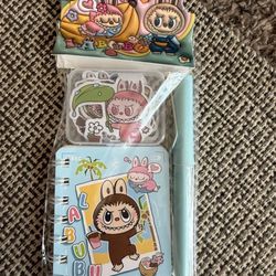 Labubu, Lafufu Stationery Set, Notebook, Pencil & Stickers, Assorted Colors Choose your Favorite Color, Blue Bin# Lab05