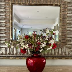 Silk Flowers With Ceramic Vase