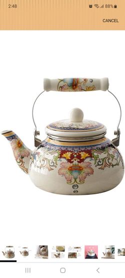 Kettle stovetop Fancy Kettle Porcelain Handle Enamel Teapot Retro Classic Design Tea Kettle Halogen Induction Pot Coffee Maker for Stovetop Efficient