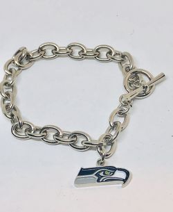 Seahawks charm silver tone bracelet