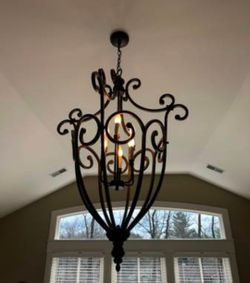 Large Wrought Iron Scroll Chandelier
