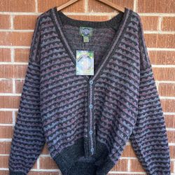 Vintage Weeds Cardigan Button Knit Sweater Multicolor NWT Size L