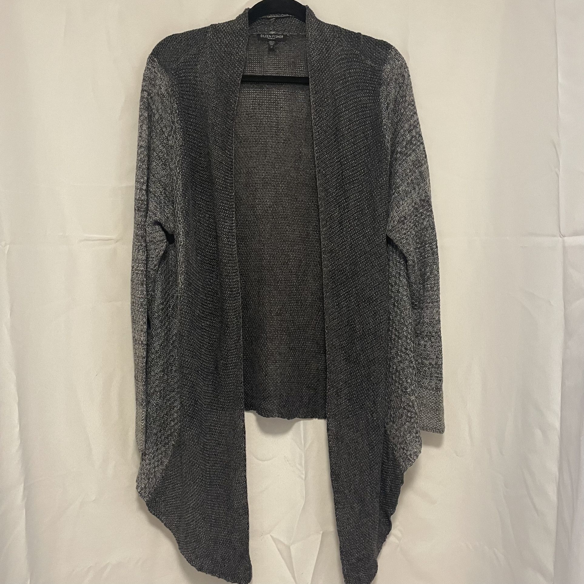 Eileen Fisher Twisted Linen Delave Stitch Cardigan XL 100% Linen