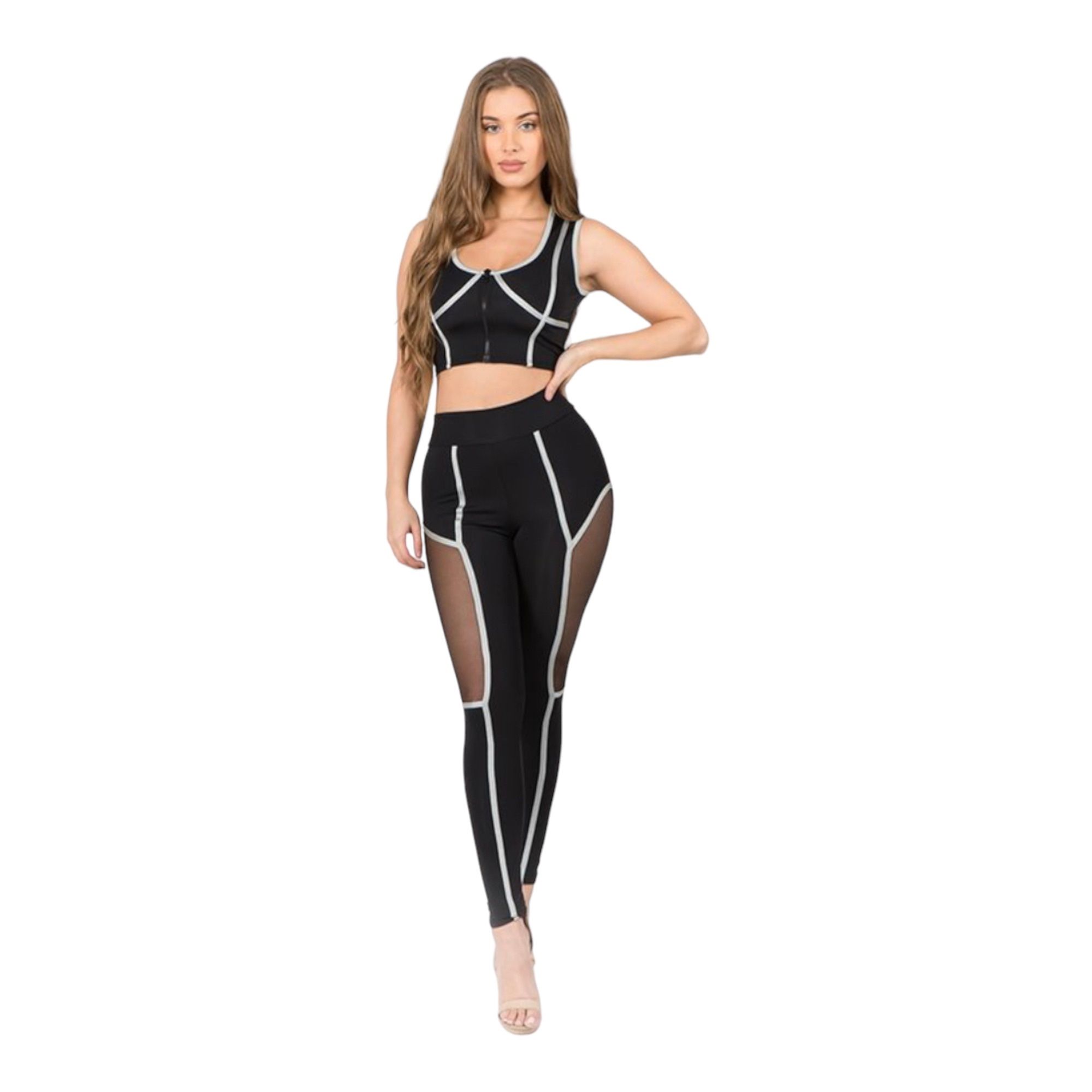 ZIP-UP SPORTS WEAR- High Rise- Tummy Control