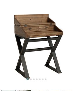 Secretary Desk-Distressed Antique Cognac and Black IWood