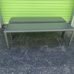 Maria Yee Grey Leather Bench (2 AVAILABLE)