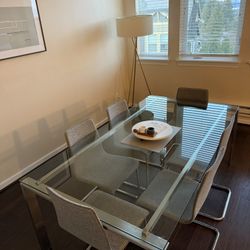 Room & Board Glass Dining Table + 6 Chairs