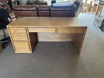 Oak Computer Desk, Solid Wood, High-Quality Writing Desk Craft Desk